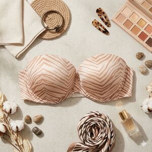 Victoria’s Secret PINK Zebra Strapless Push Up Bra 36C Multi Way Nude Tan
